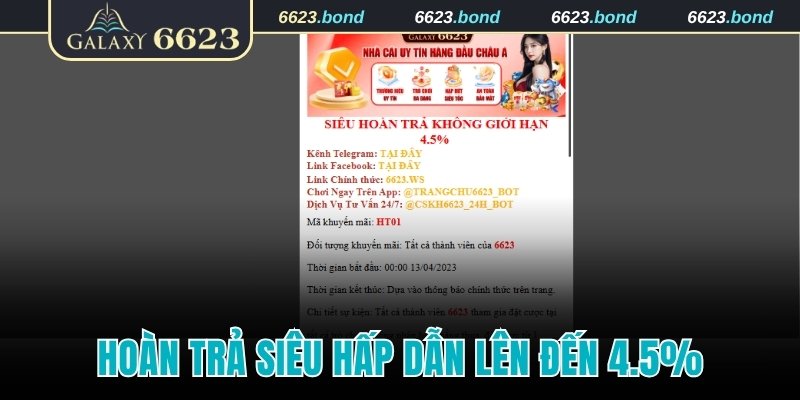 Hoàn trả siêu hấp dẫn lên đến 4.5%