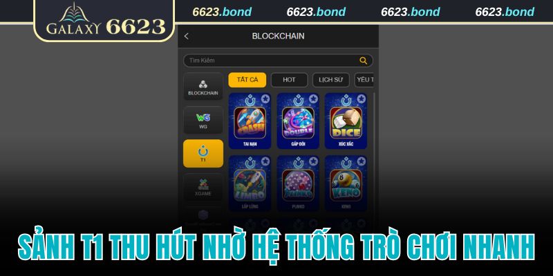 Sảnh cược T1 thu hút nhờ hệ thống trò chơi nhanh