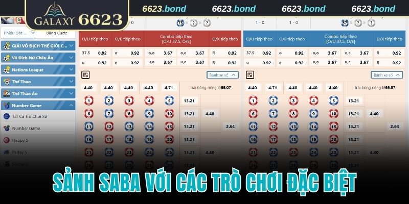 Sảnh Saba với các trò chơi đặc biệt