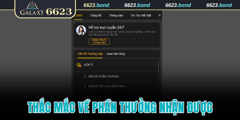 Thắc mắc về phần thưởng nhận được