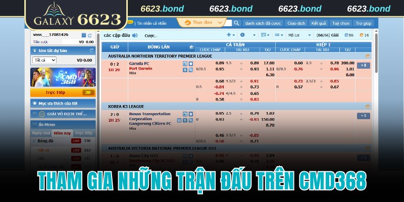 Tham gia những trận đấu hấp dẫn trên CMD368