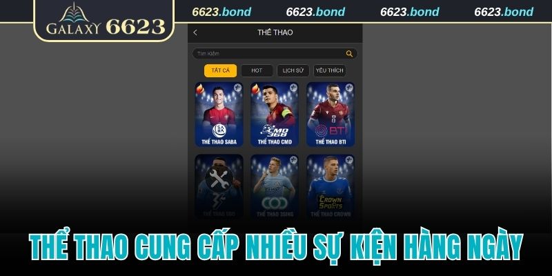 Thể thao cung cấp nhiều sự kiện hàng ngày